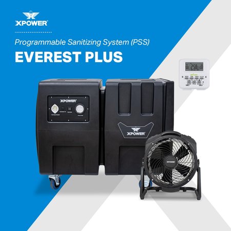 XPOWER XPOWER’s Everest PLUS Programmable Sanitizing Systemis anautomatic, overnight solution for maintainingclean, healthy, and odor-free indoor air. PSS4